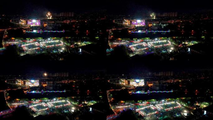 中国东北辽宁沈阳繁忙的城市夜市航拍