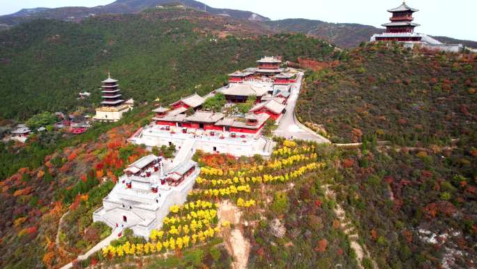 航拍山西太原太山龙泉寺上寺