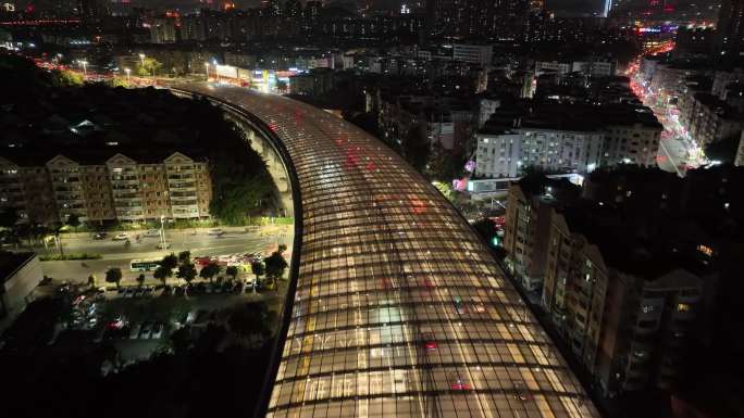 航拍5k广州洛溪大桥夜景