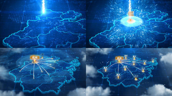 科技感-杭州浙江地图辐射