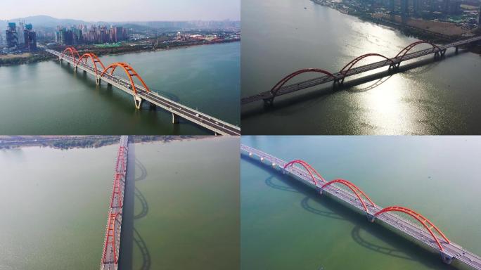 航拍长沙垮湘江福元路大桥3
