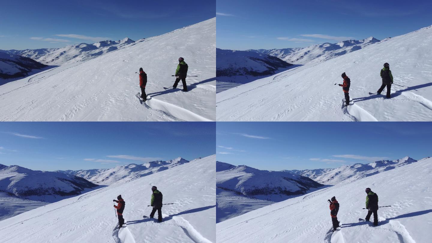 滑雪运动高清航拍视频