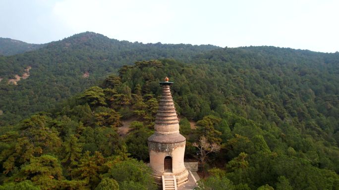 航拍佛首回归太原天龙山观音塔