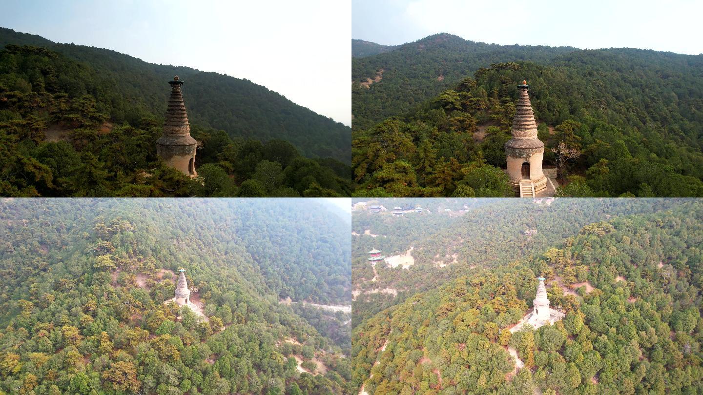 航拍佛首回归太原天龙山观音塔