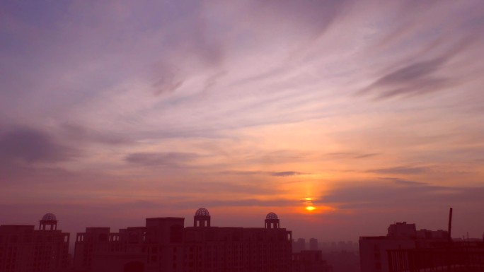 城市日落夕阳西斜夕阳无限好只是近黄昏晚霞