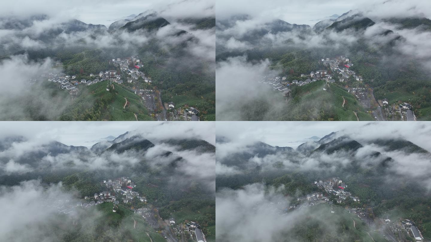 山村雨后云雾缭绕