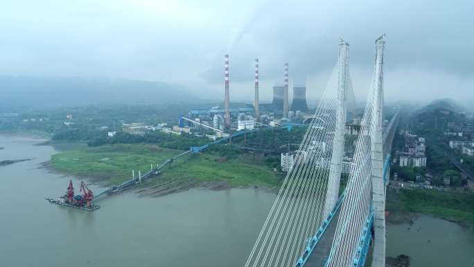 重庆小南海水泥厂白沙沱铁路大桥航拍4K