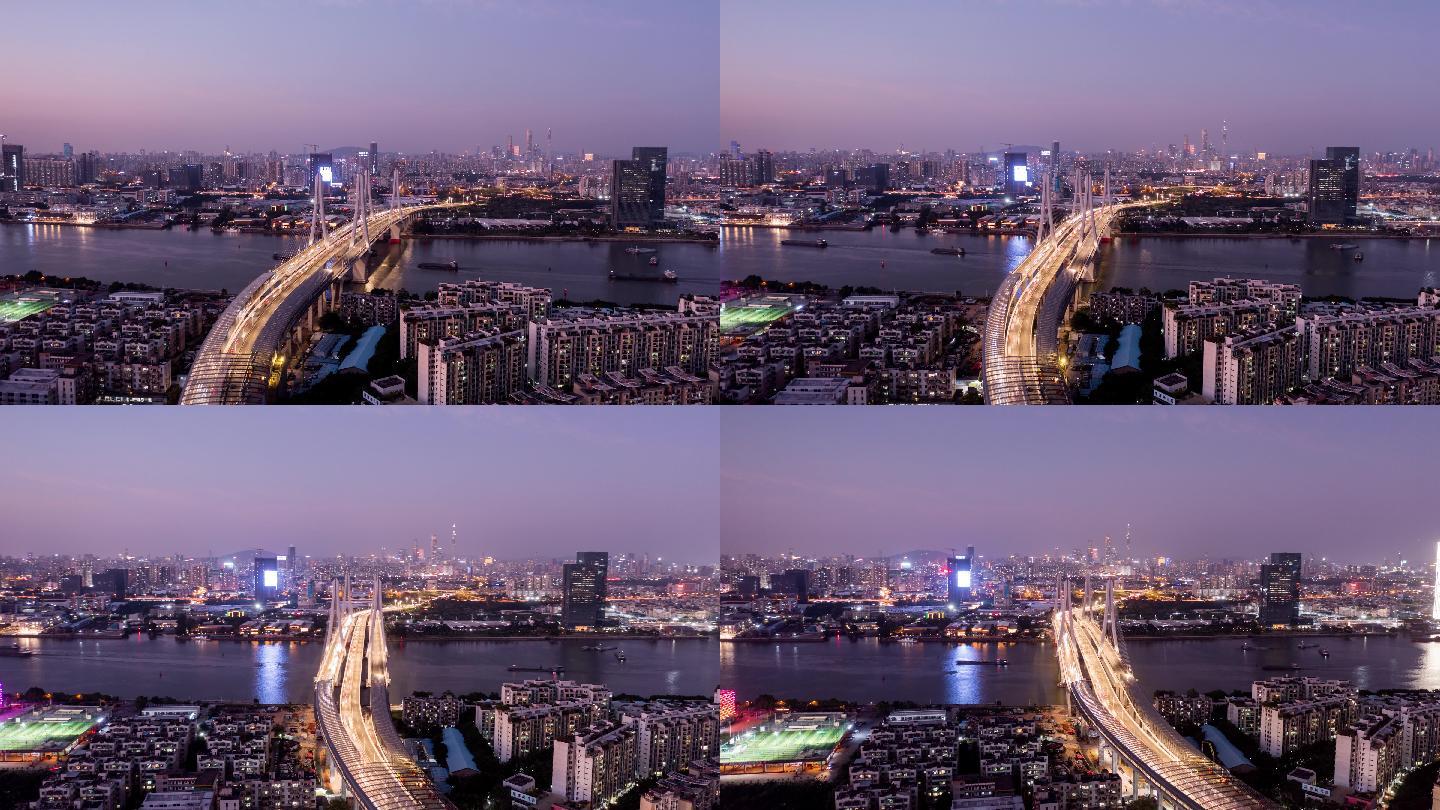 【4K航拍】广州洛溪大桥拓宽通车夜景