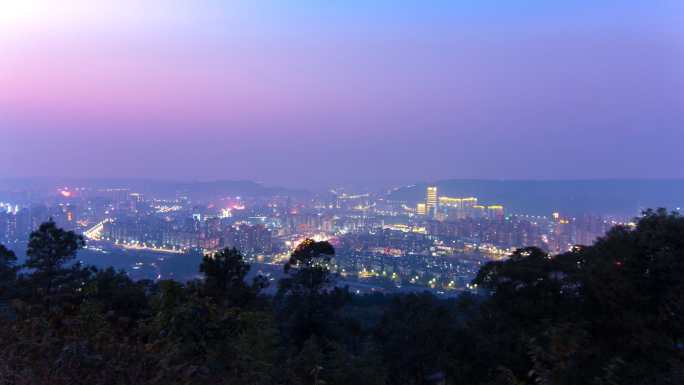 宜宾全景七星山日转夜延时