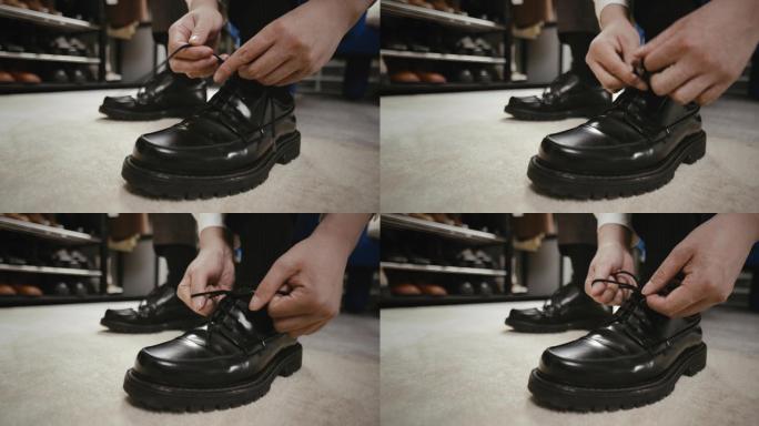 【8K正版素材】商务正装穿皮鞋近景平拍