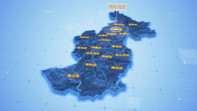 伊春汤旺河区三维科技感地图