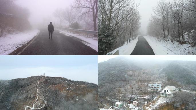 北京门头沟山区雪景、雾淞