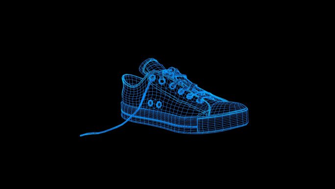 蓝色线框全息科技球鞋动画带通道
