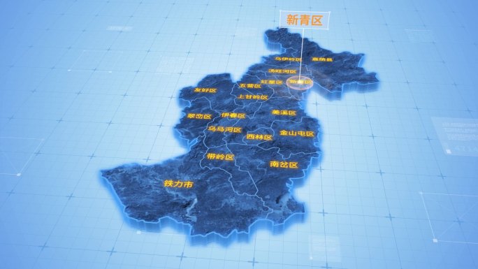 伊春新青区三维科技感地图