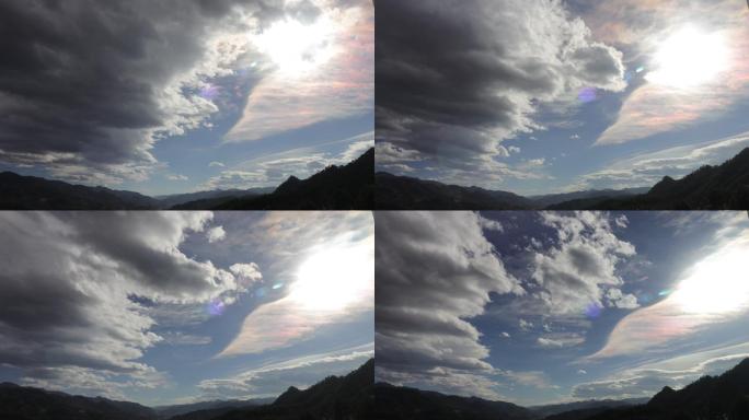 云南高山云彩变化彩虹云朵云彩延时
