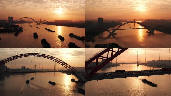 4k广州新光大桥日出航拍