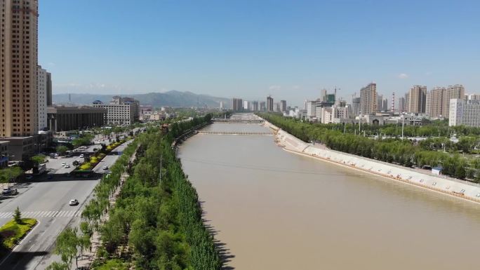 航拍甘肃临夏市区新区