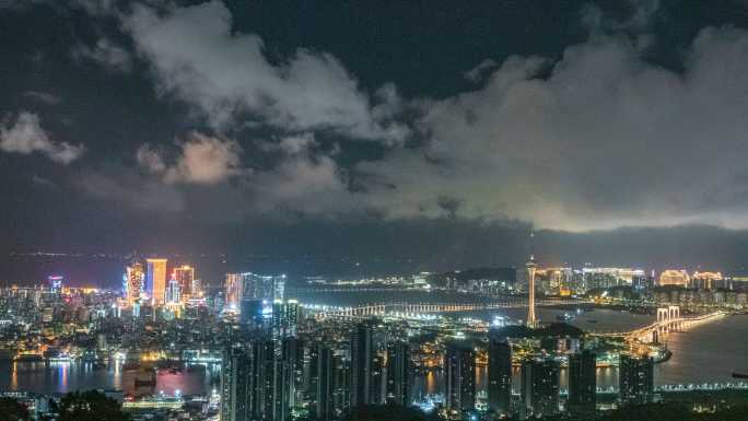 珠海商都夜景风云流动车流