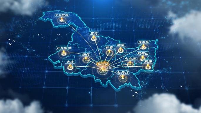 科技感-黑龙江-哈尔滨地图辐射