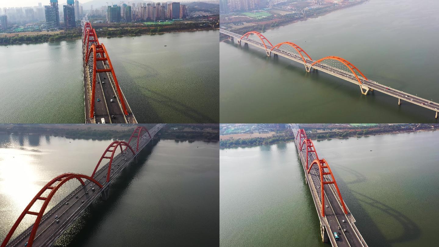 航拍长沙垮湘江福元路大桥2