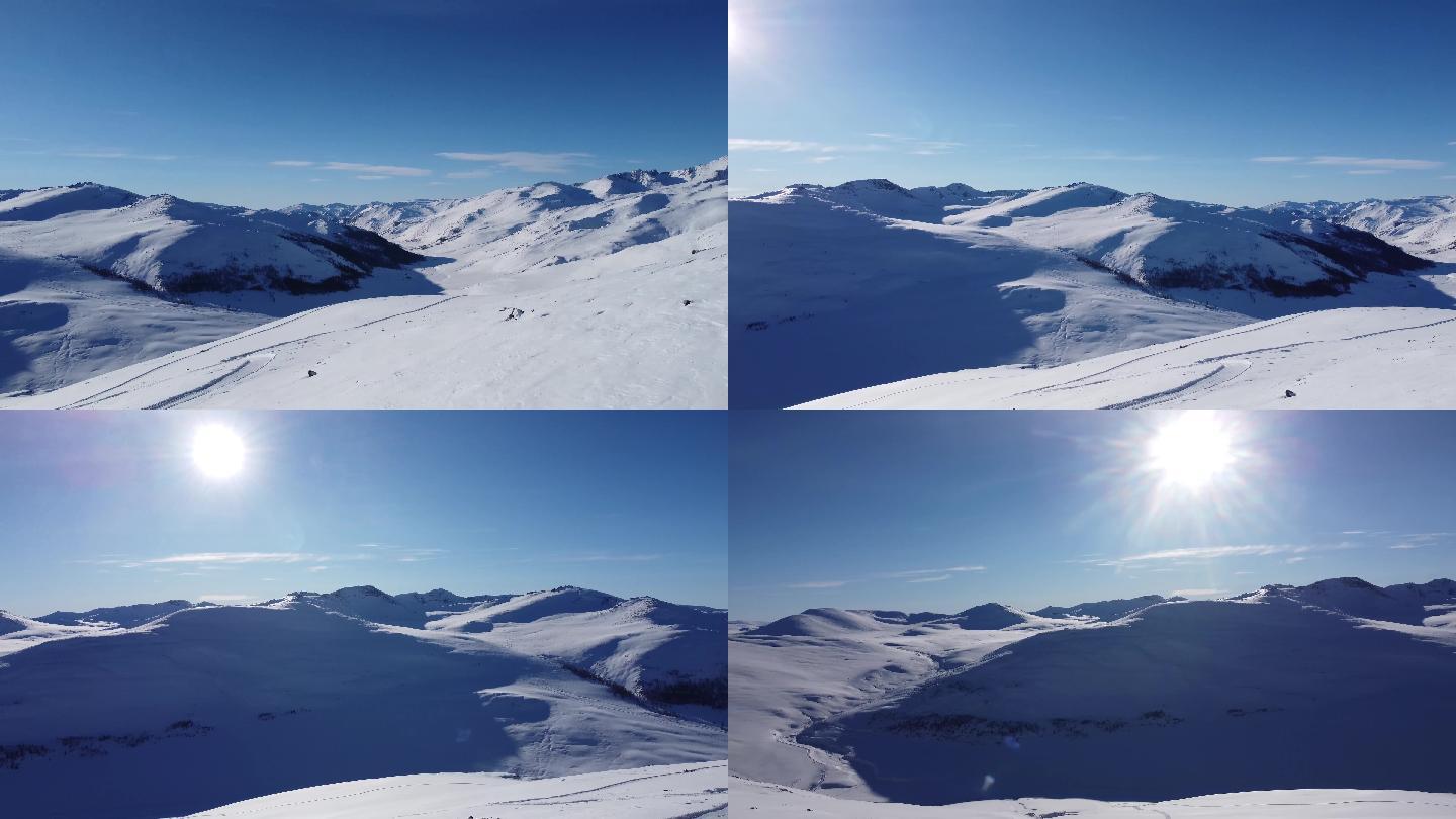 雪地中的太阳高清航拍