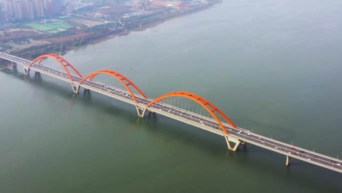 4K航拍长沙垮湘江福元路大桥