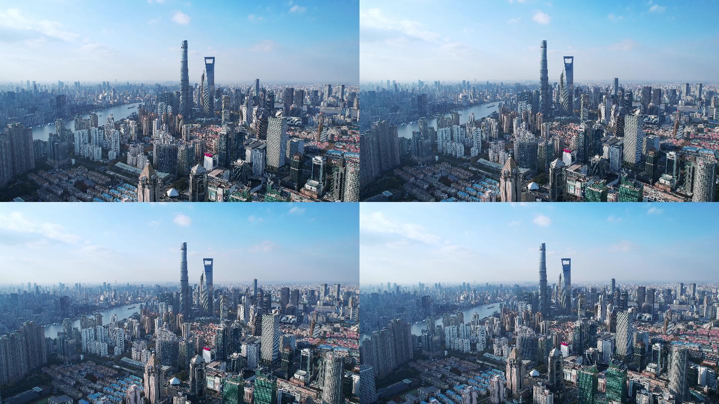 航拍上海陆家嘴金融中心现代城市风光
