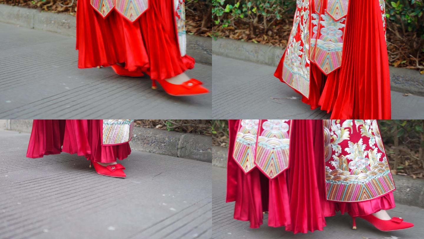 中式新娘走路脚步