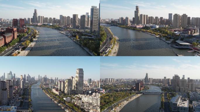 原创天津城市4K航拍实拍镜头棉三
