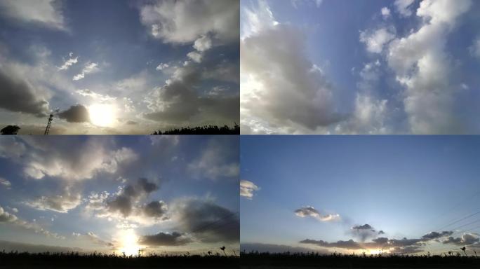 延时云 流动的云 蓝天 夕阳 天空