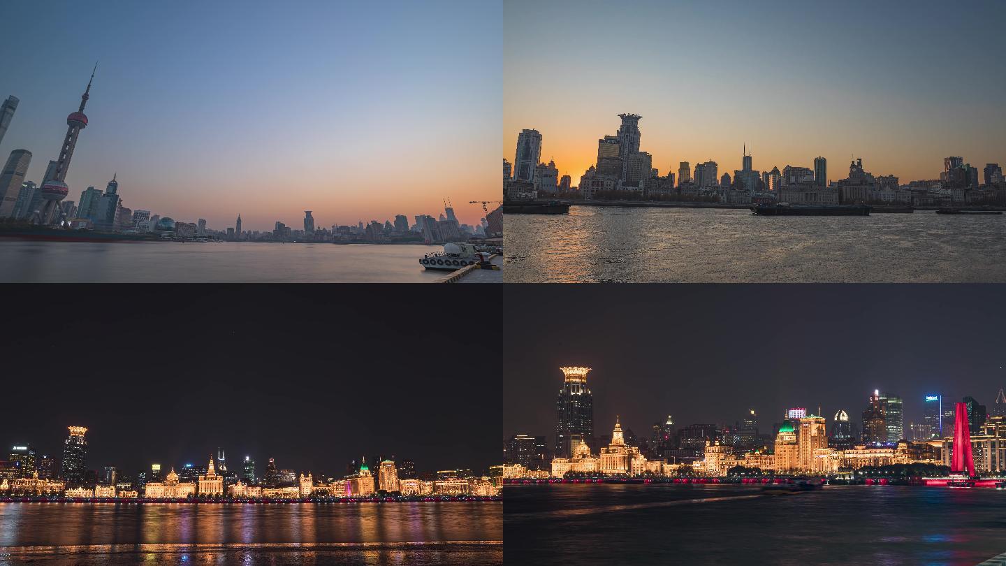 上海外滩日落夜景延时4K