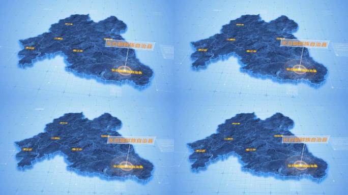 白山市长白朝鲜族自治县三维科技感地图