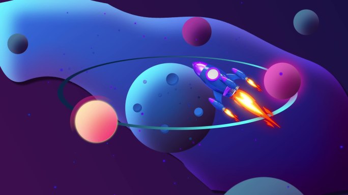 MG插画太空银河 星球火箭LED背景视频