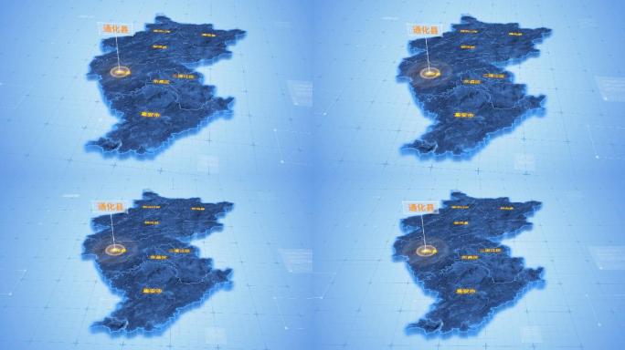 通化市通化县三维科技感地图