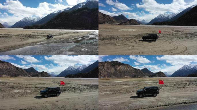 318西藏然乌湖河滩越野车