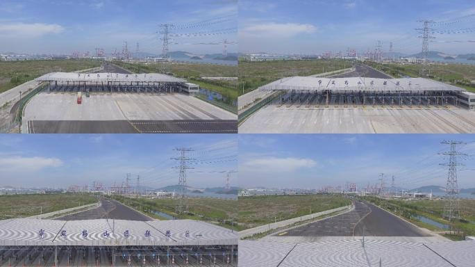 宁波港口航拍高清4K集装箱货船保税区