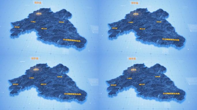 白山市靖宇县三维科技感地图ae模板