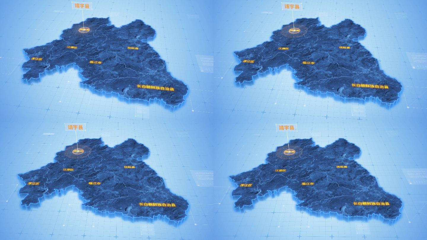 白山市靖宇县三维科技感地图