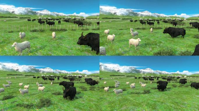 草原牛羊成群三维动画