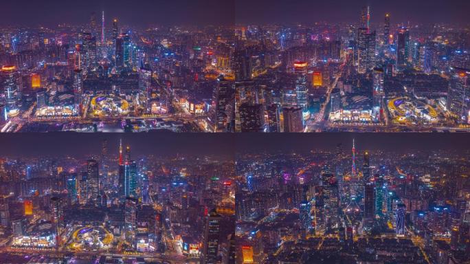 航拍广州塔珠江新城夜景 延时摄影 CBD