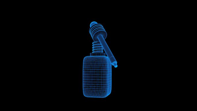 蓝色线框全息科技化妆瓶动画带通道