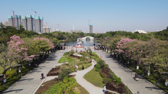 桂城宜居城市环境映月新城映月湖公园航拍