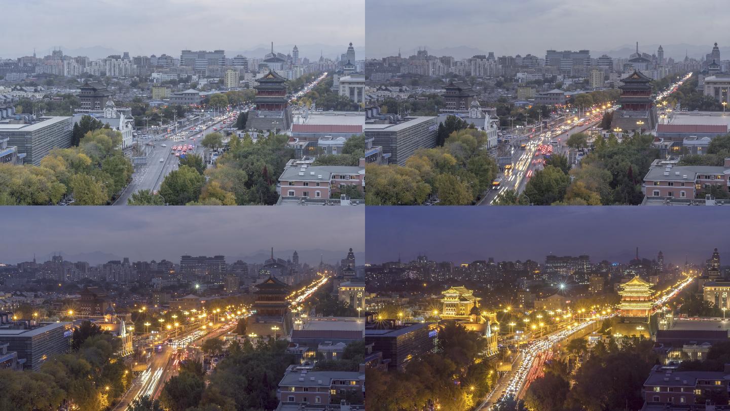 北京前门大街正阳门前门日转夜亮灯延时摄影