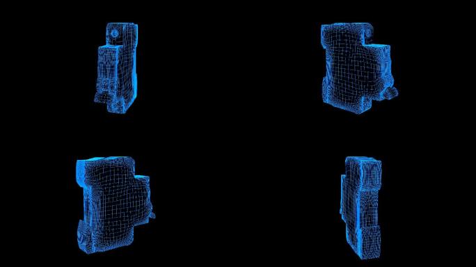蓝色线框全息科技断路器动画带通道