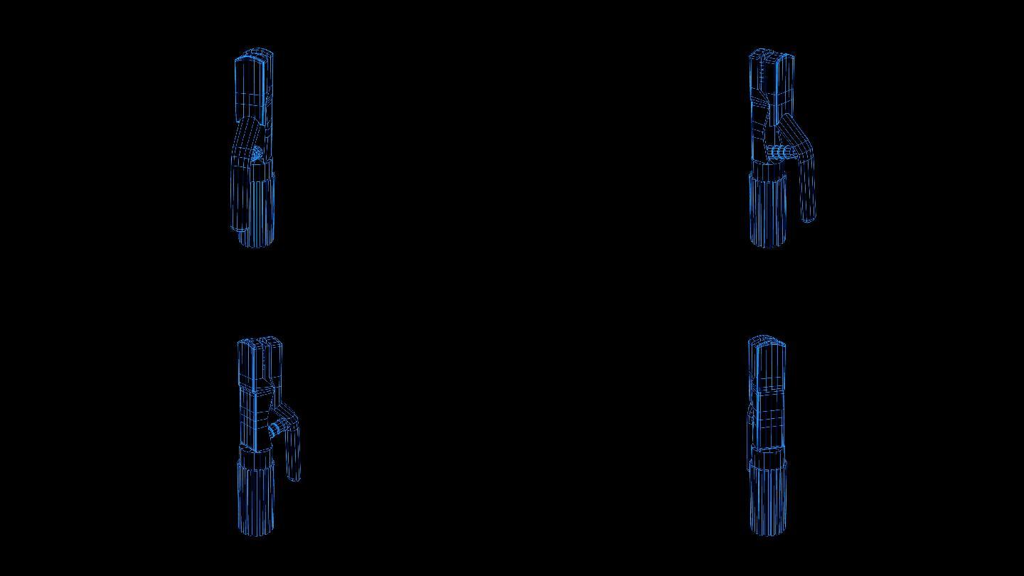 蓝色线框全息科技焊钳动画带通道