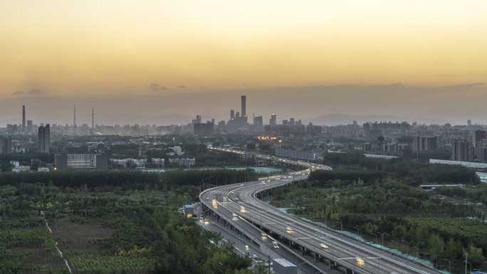 北京广渠路与CBD繁华夜景