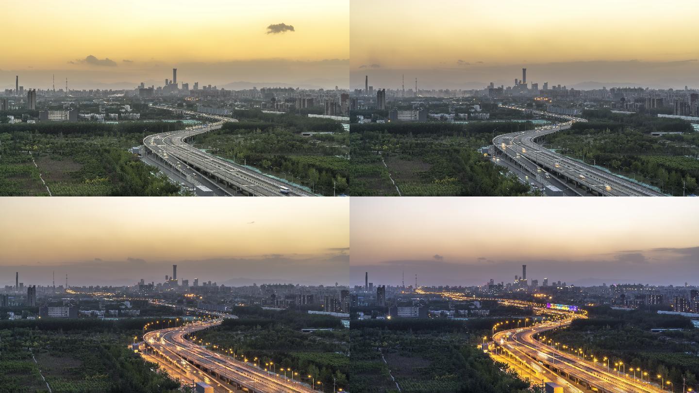 北京广渠路与CBD繁华夜景