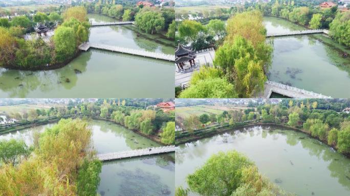 扬州仪征孔雀山公园江南春色航拍视频素材