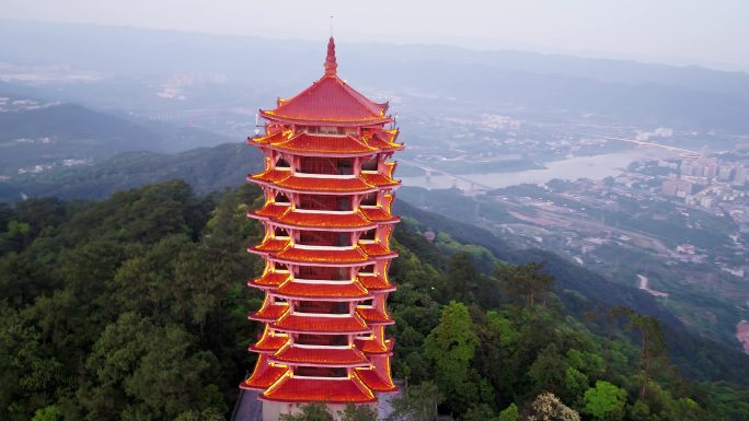 缙云山 缙云塔 4k 航拍