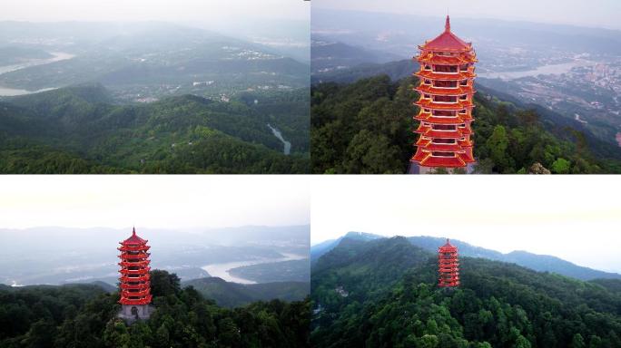 缙云山 缙云塔 4k 航拍